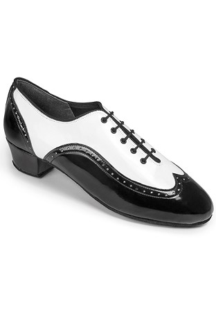 International Dance Shoes IDS Brogue Split-Sole -White Patent/Black Patent