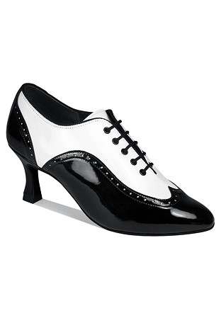 International Dance Shoes IDS Ladies Brogue -White Patent/Black Patent