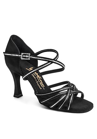 International Dance Shoes IDS Flavia Sequin -Black Satin/Silver Sequin