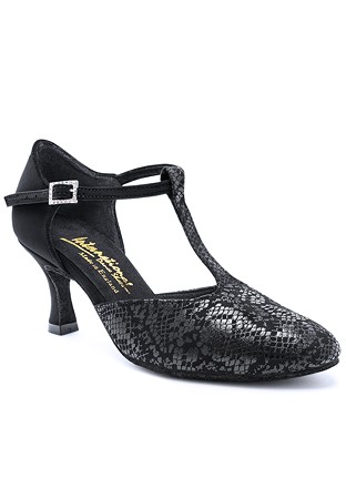 International Dance Shoes IDS Zoe in Pointed Toe -Black Nubuck / Black Snake