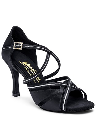 International Dance Shoes IDS Mia Sequin-Black Satin/Silver Sequin