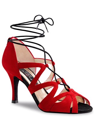 Nueva Epoca Akira Lace-Up Dance Shoes-Red Suede / Black Ariel