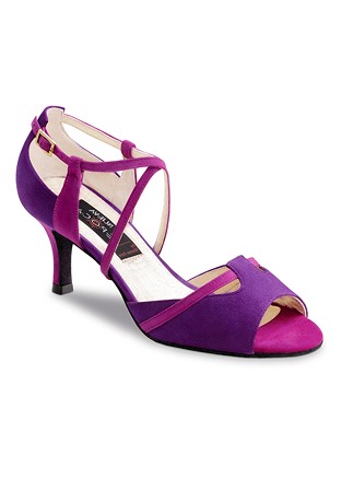 Nueva Epoca Cinzia Social Dance Shoes-Viola & Fuchsia Suede