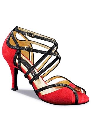 Nueva Epoca Cosima Dance Shoes-Red Suede / Black Ariel