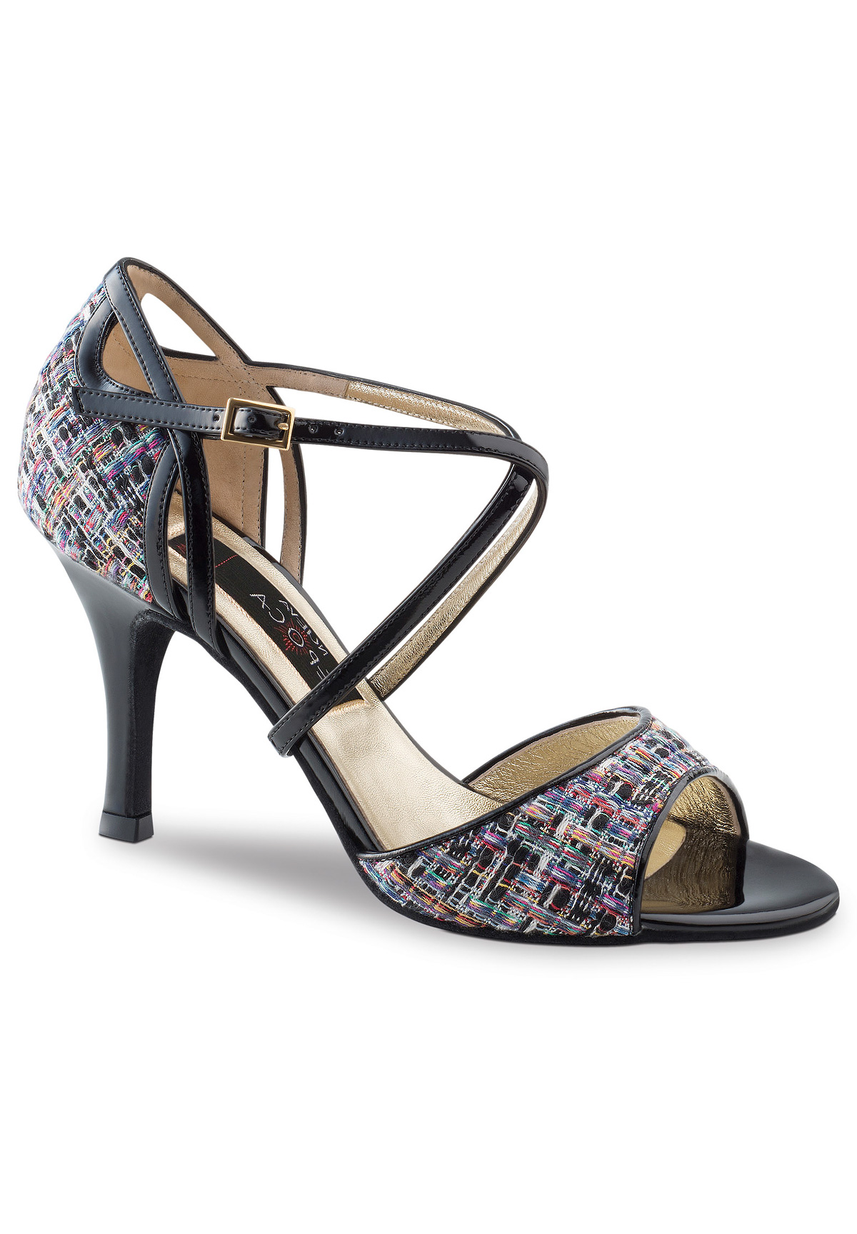Nueva Epoca Estera Latin Dance Shoes-Multi Tessutto / Black Patent