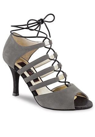 Nueva Epoca Lydia Dance Shoes-Grey Suede / Black Ariel