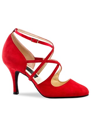 Nueva Epoca Marissa Social Dance Shoes-Red Suede
