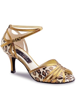 Nueva Epoca Saskia Ladies Social Shoes-Copper Chevro/Leopard Print