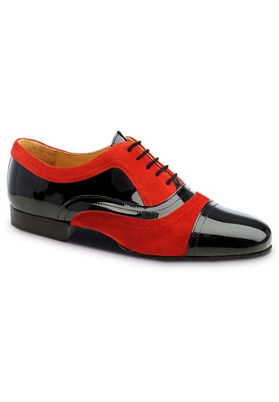 Nueva Epoca Sucre Mens Dance Shoes-Red Suede / Black Patent