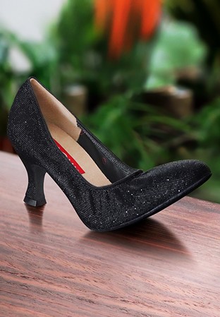 Paoul 1040 Stretch Ballroom Shoes-Black Crystal Glitter