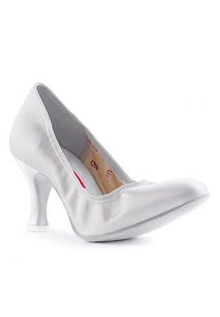 Paoul 1040 Ballroom Court Shoes-White Satin