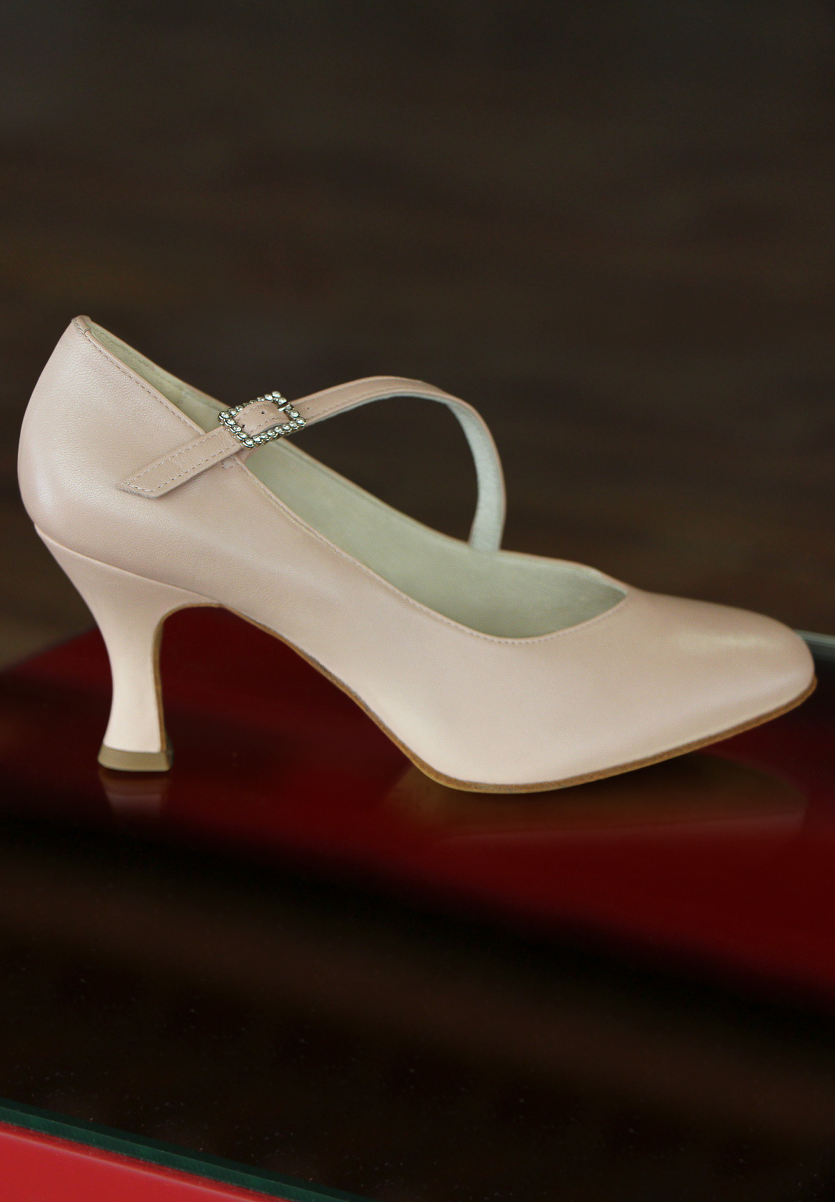 Paoul 1073 Ballroom Dance Shoes-Pearled Pink Nappa Leather