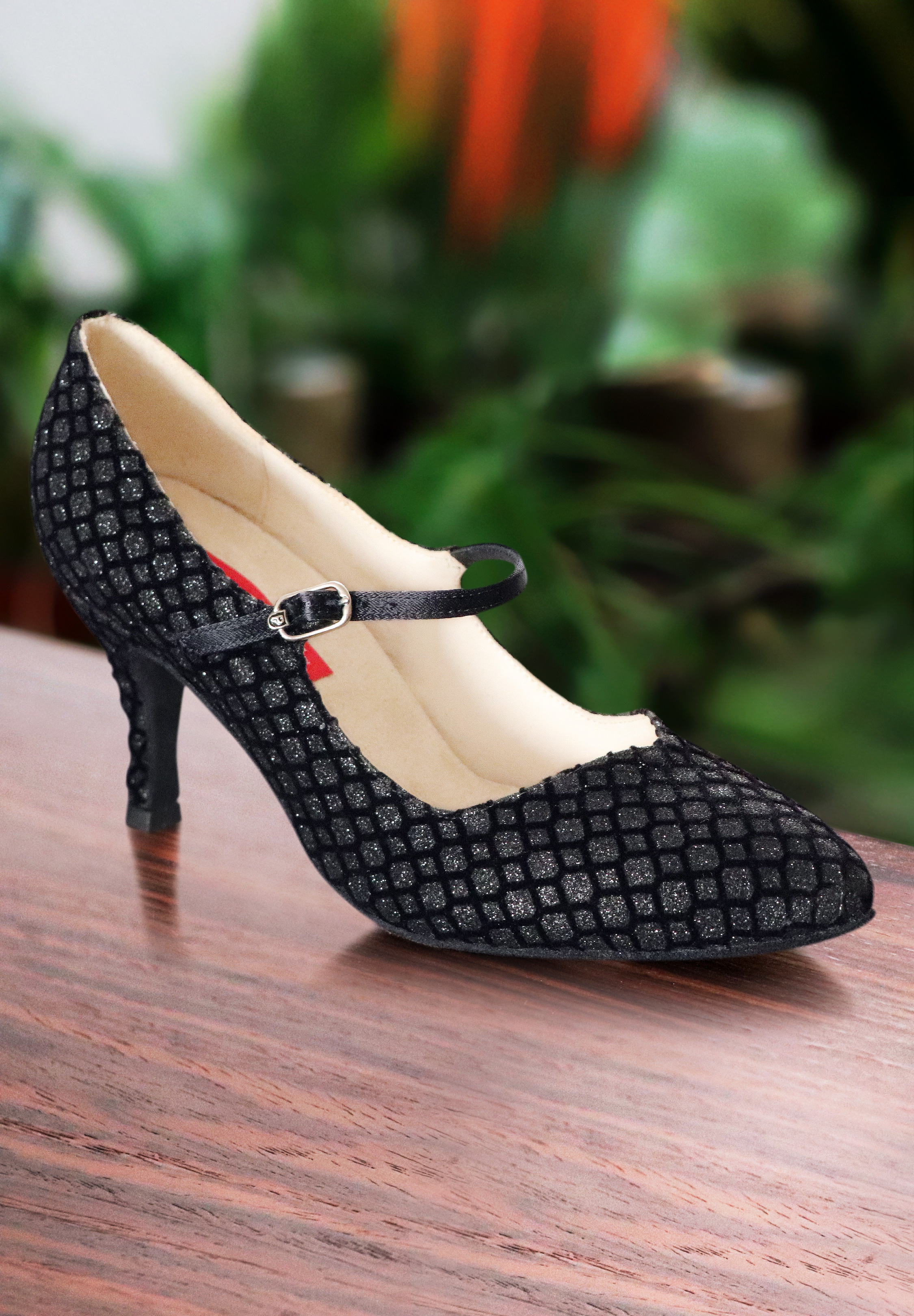 Paoul 1088 Women Social Dance Shoes-Black Velour