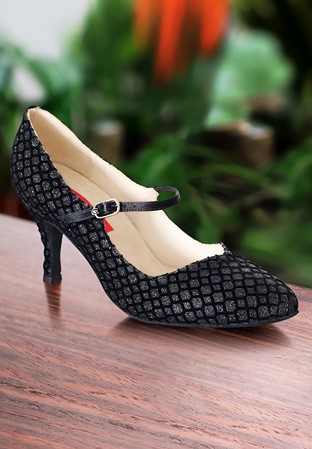 Paoul 1088 Women Social Dance Shoes-Black Velour