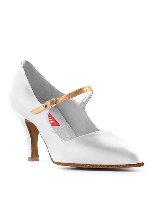 Paoul 1088 Court Shoes-White Satin/Flesh Satin