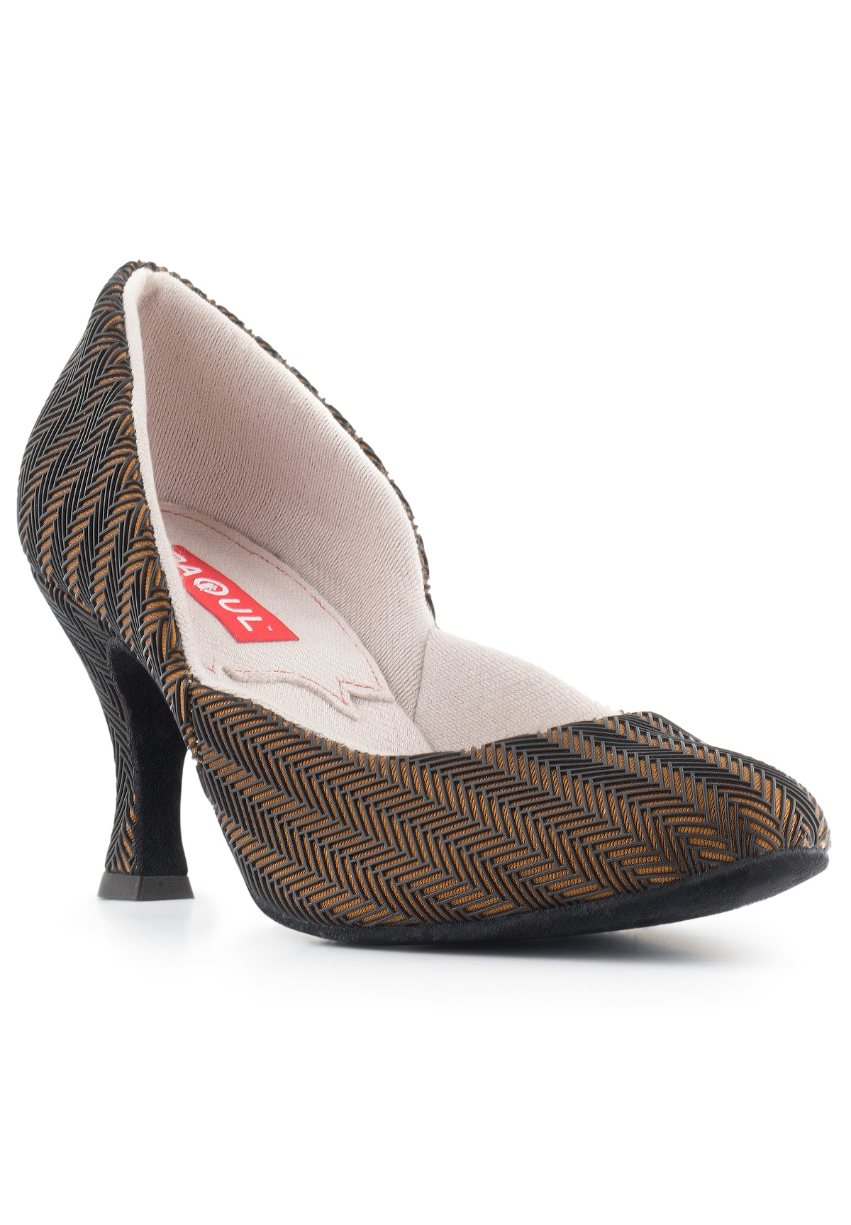 Paoul 1091 Ballroom Court Shoes-Brown/Black Tirenet Cloth