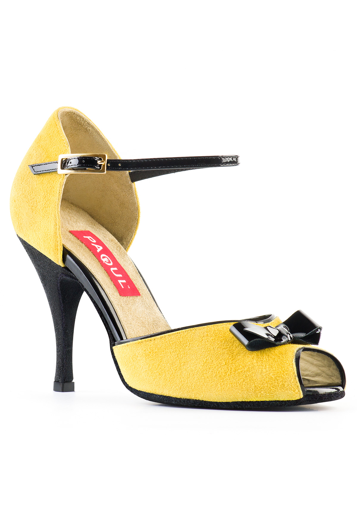 Paoul 114 Open Toe Charleston Sandal-Yellow Suede/Black Patent/Black Sl08