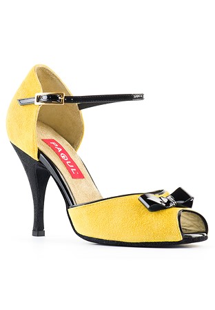 Paoul 114 Open Toe Charleston Sandal-Yellow Suede/Black Patent/Black Sl08