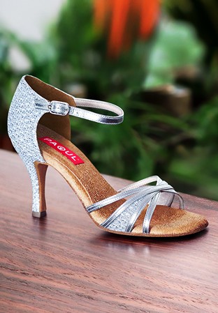Paoul 129 Latin American Dance Shoes-Silver Charme