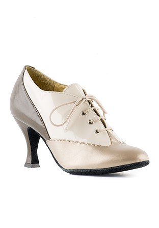 Paoul 1371 Oxford Shoes-Beige Patent/Mud Leather/Pearled Gold Kid