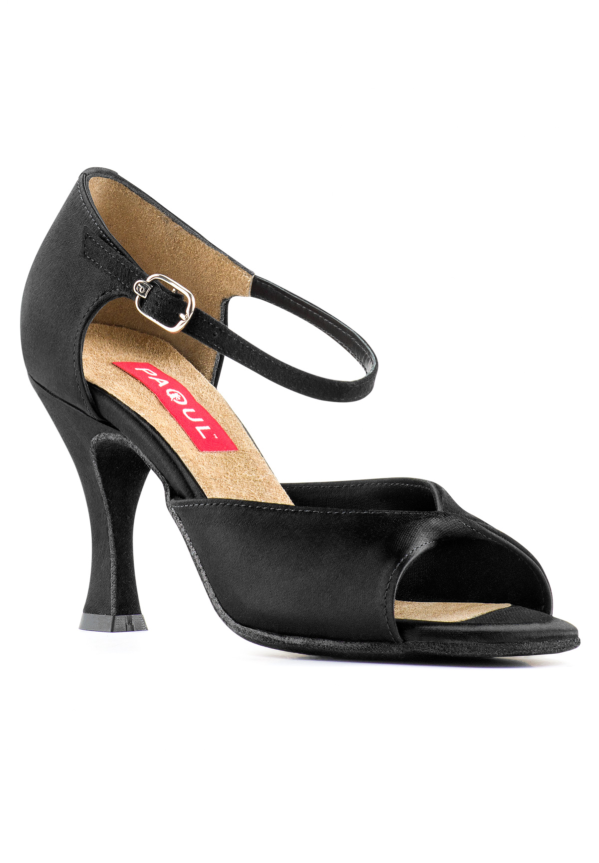 Paoul 172 Open Toe Sandal-Black Satin/Black Suede