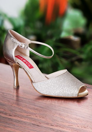 Paoul 601 Peep Toe Tango Shoes-Light Gold Glitter