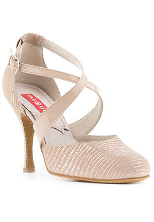 Paoul 603 Charleston Shoes-Powder & Silver Texas Printed Suede