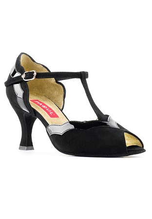 Paoul 619 T-Bar Charleston Shoes-Black Suede/Black Patent
