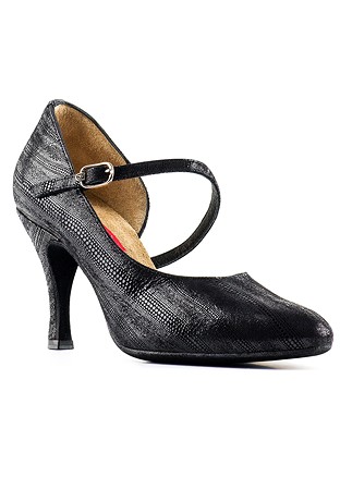 Paoul 636 Court Shoes-Black Printed Anguilla Suede
