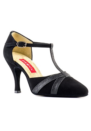 Paoul 638 T-Bar Charleston Shoes-Black Suede/Black Sl08
