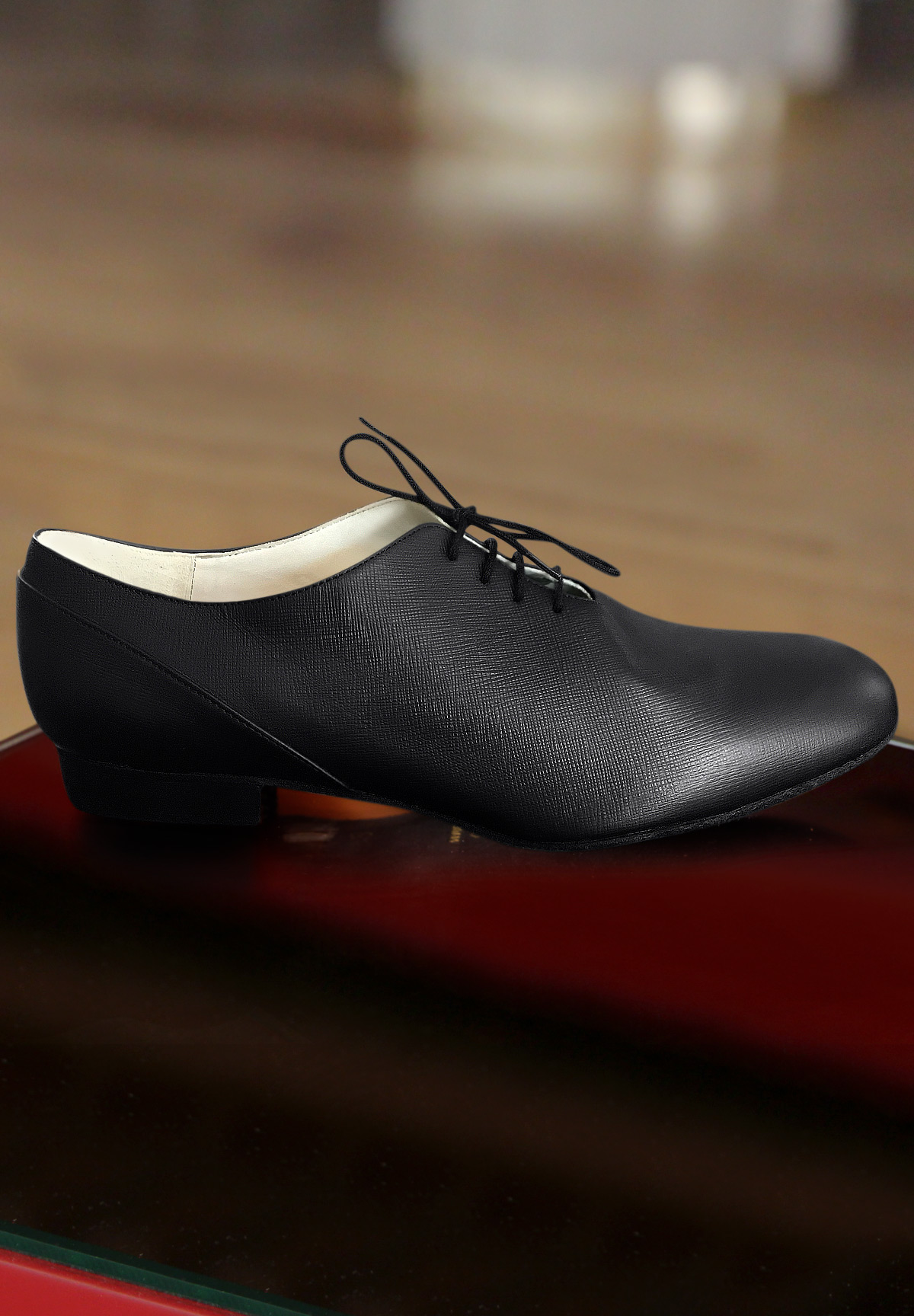 Paoul 6524 Mens Dance Shoes-Black Printed Saffiano Leather