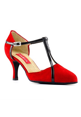 Paoul 655 Charleston Sandal-Red Suede/Black Patent