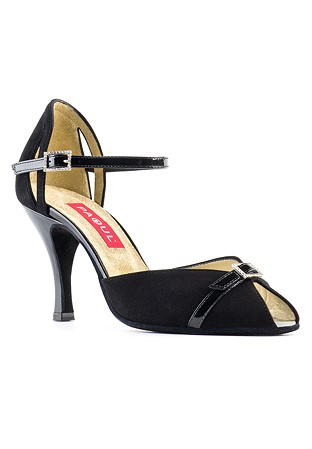 Paoul 657 Charleston Shoes-Black Suede/Black Patent
