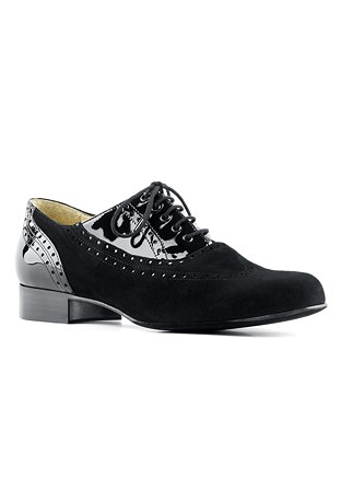 Paoul 6611 Brogue Shoes-Black Suede/Black Patent