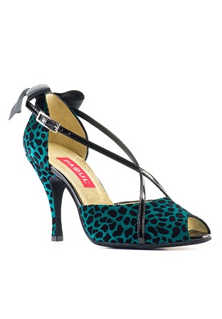 Paoul 668 Charleston Shoes-Green Ghepard Suede/Black Patent