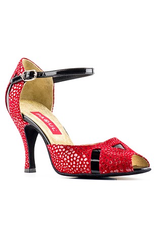 Paoul 669 Charleston Shoes-Red Glitter Suede/Black Patent