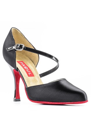 Paoul 684 Charleston Dance Shoes-Black Satin/Black Patent