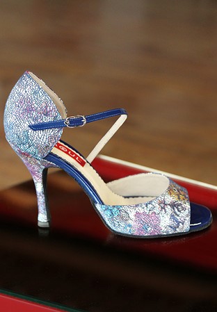 Paoul 687 Dance Sandal-Blue Tiffany Suede / Blue Patent
