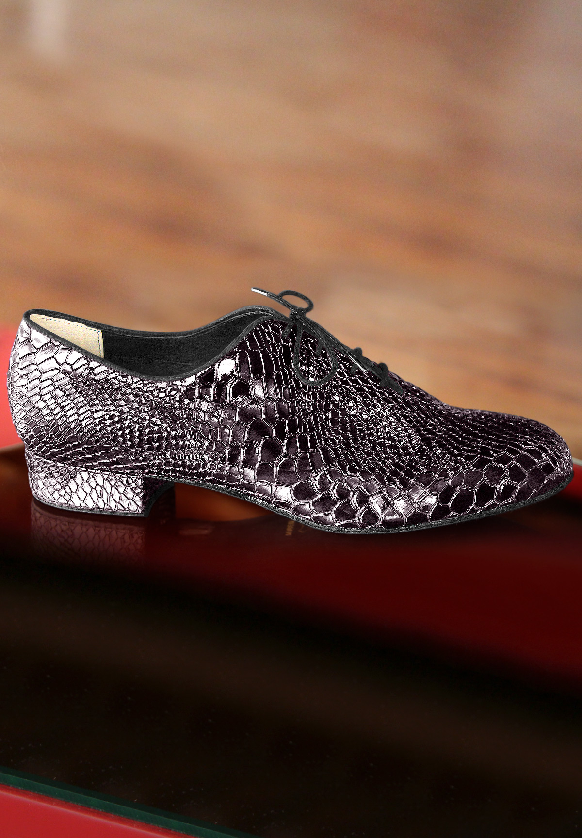 Paoul 800 Mens Dance Shoes-Black Anaconda Patent