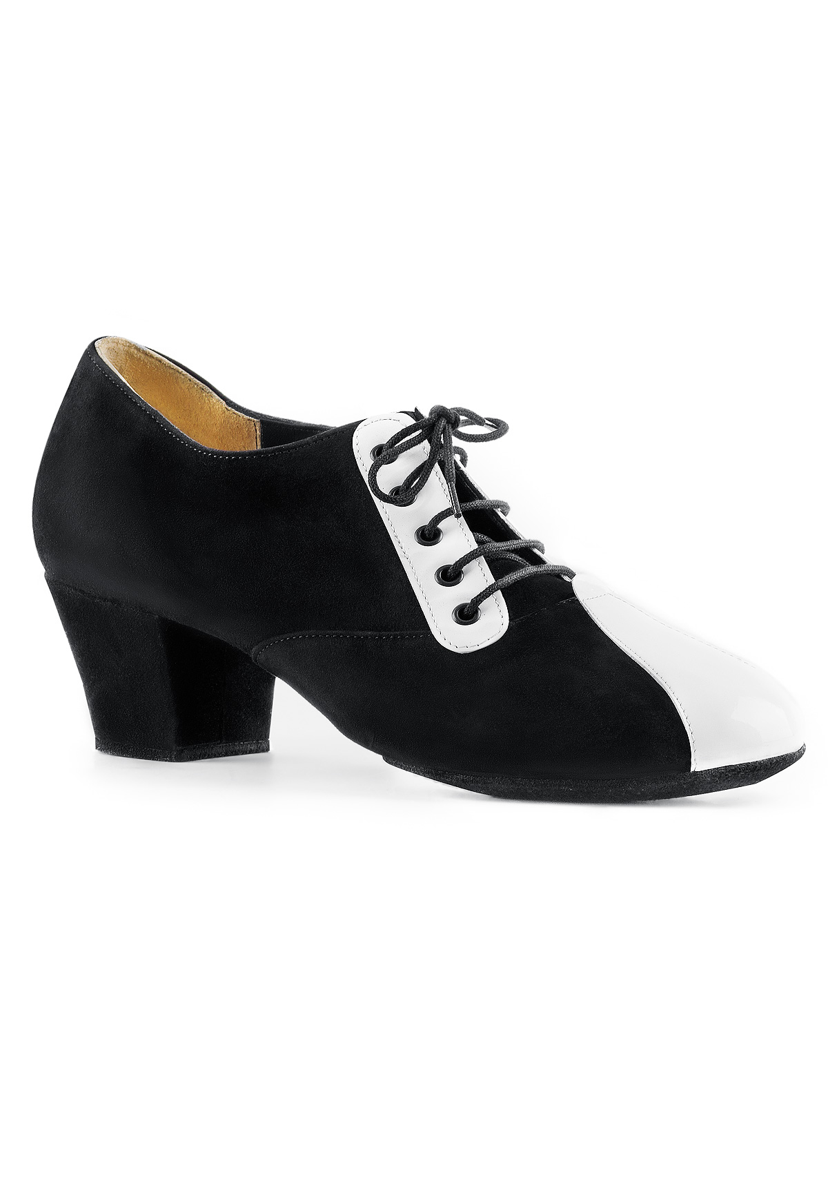 Paoul 817 Flex Shoes-Black Suede/White Patent