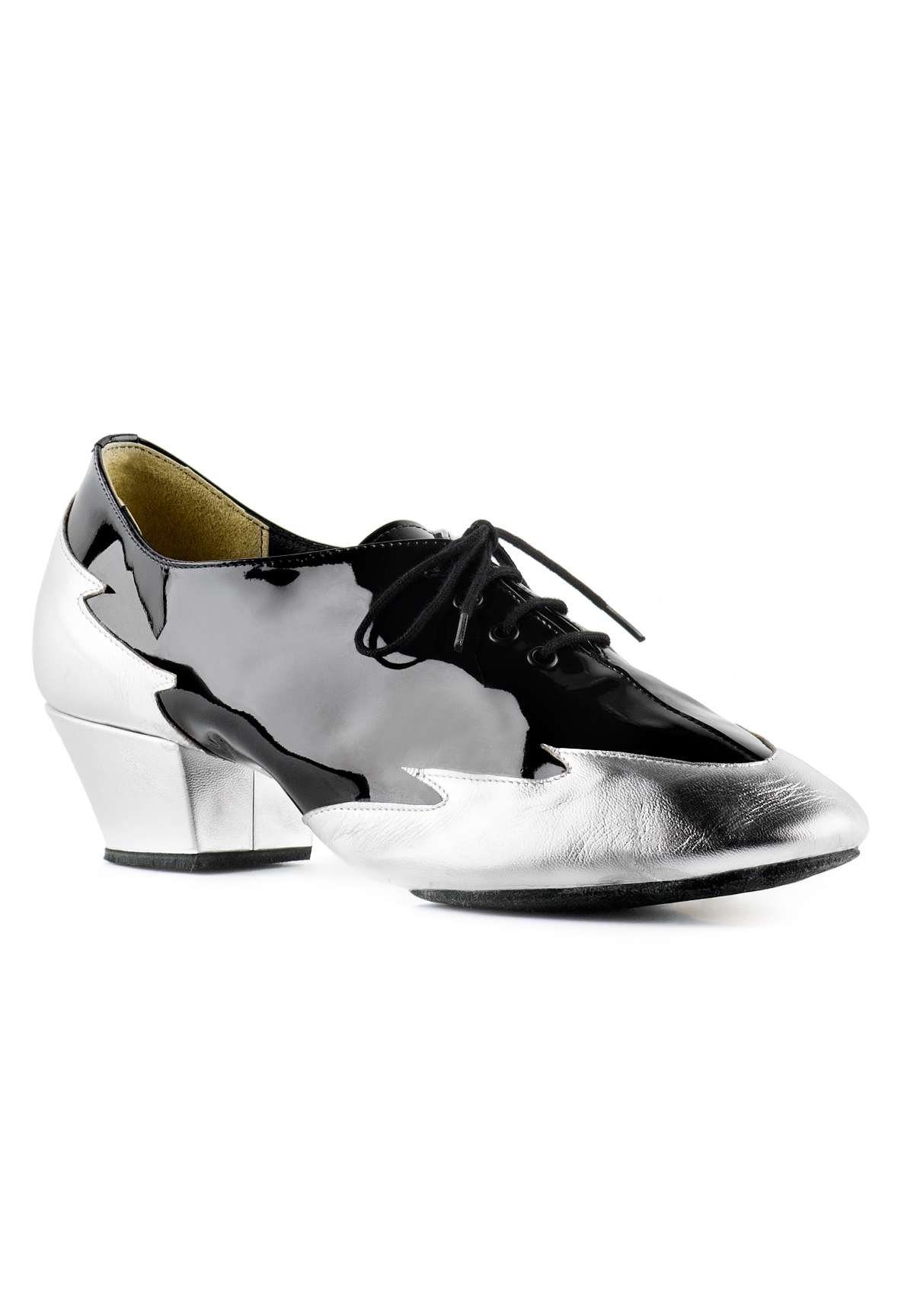 Paoul 836 Flex Shoes-Black Patent/Silver Kid