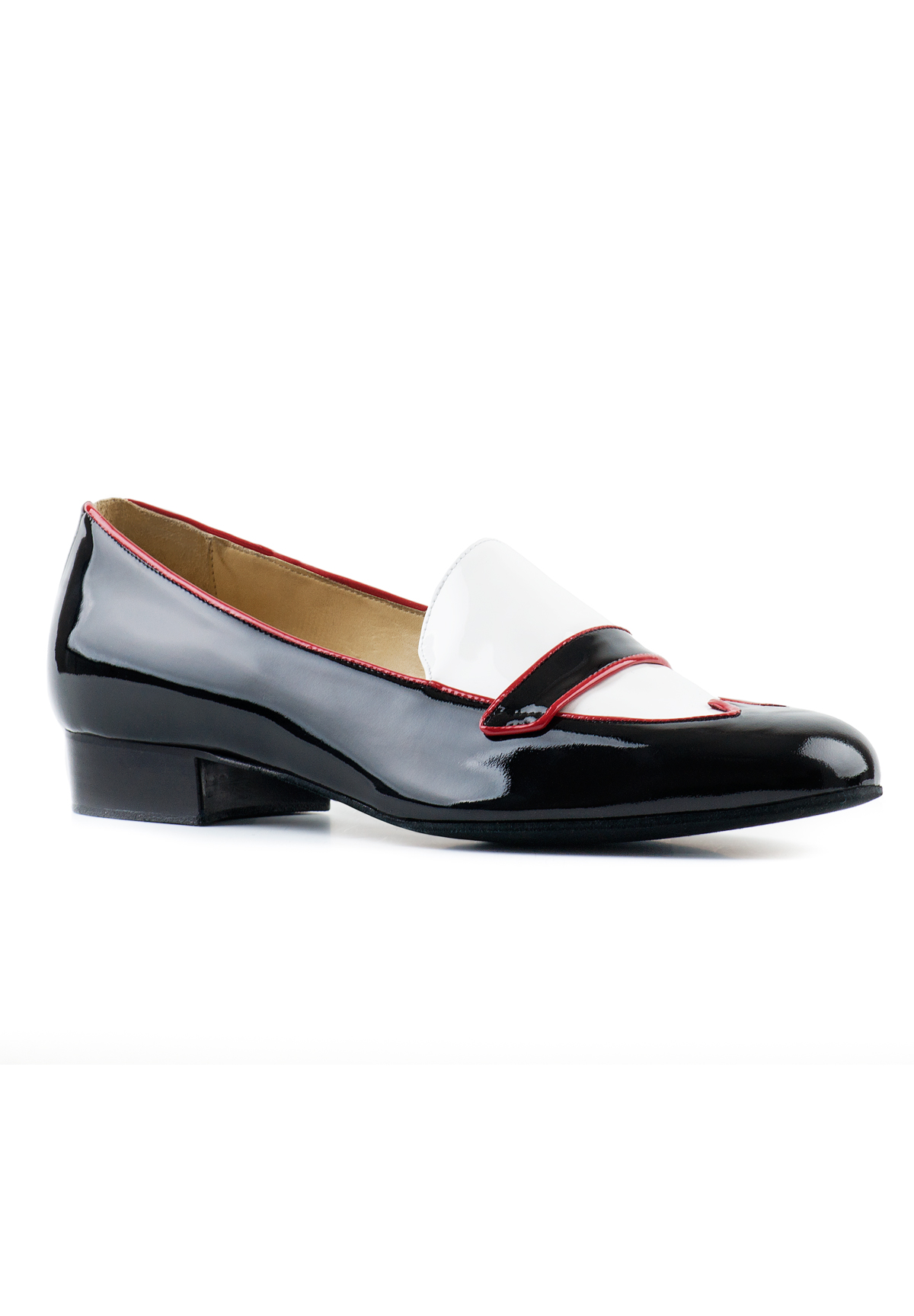 Paoul 838 Slipper-Black/White/Red Patent