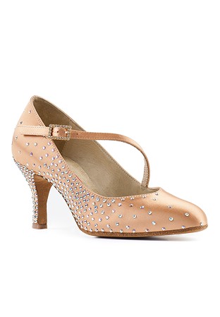 Paoul 1087 Crystallized Court Shoes-Flesh Satin