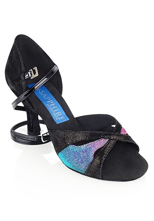 Ray Rose Dragonfly Latin Shoes-Pink-Turquoise Pearl/Black Leather