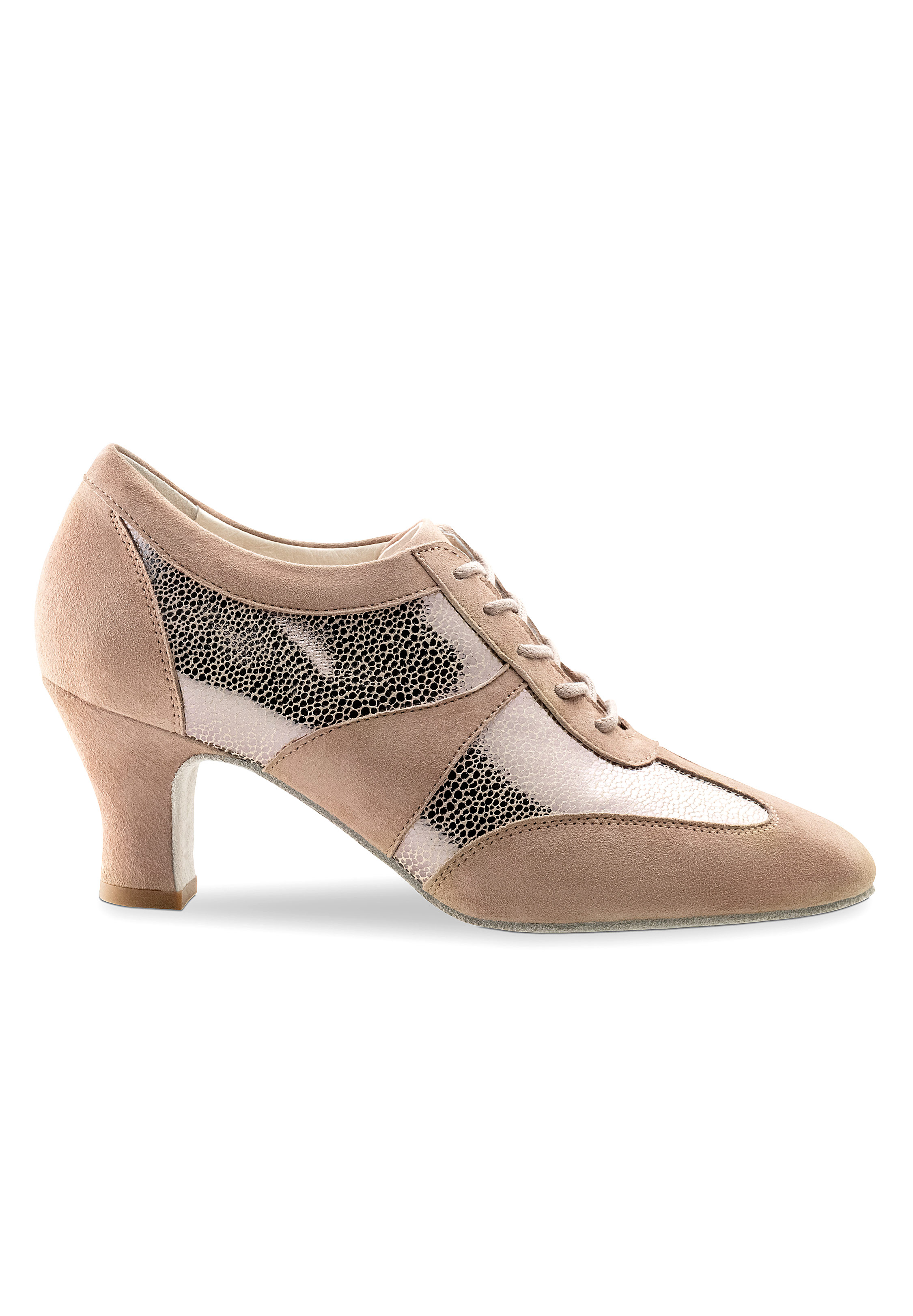 Werner Kern Alison Ladies Practice Shoes-Beige Suede / Antique Printed Leather