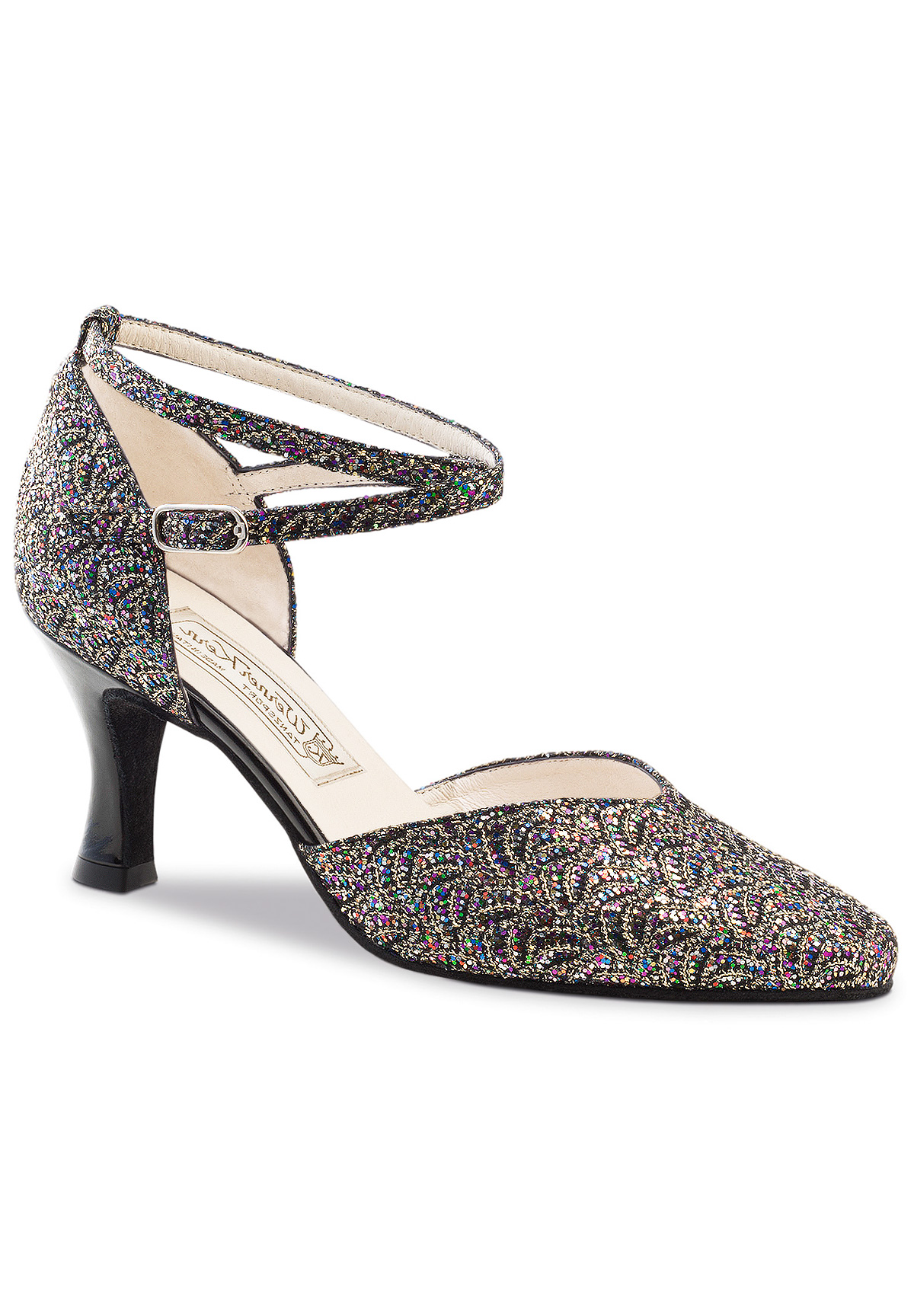 Werner Kern Betty Dance Shoes-Multi Brocade/Black Patent