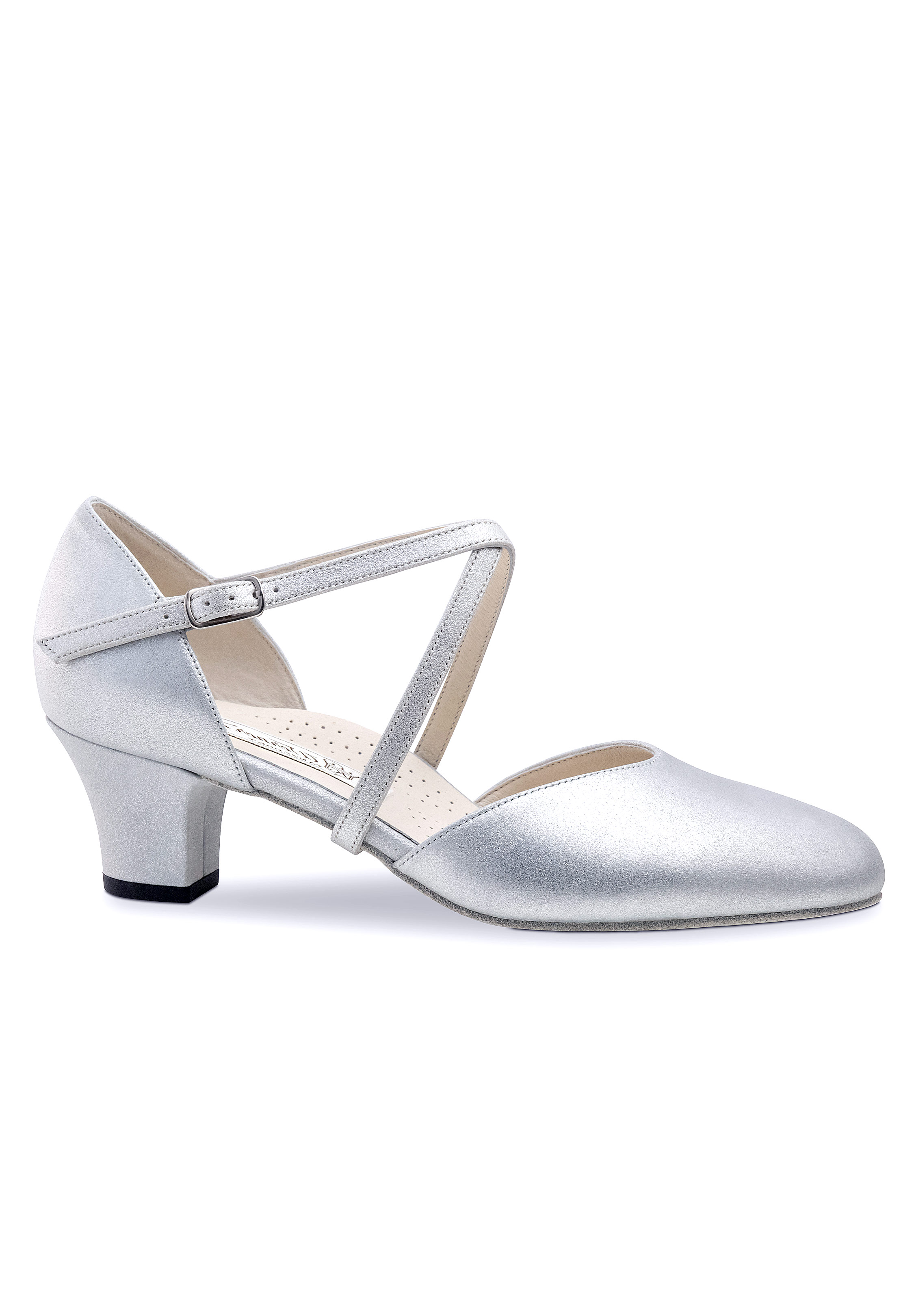 Werner Kern Felice Round Toe Dance Shoes-Silver Shimmering Suede