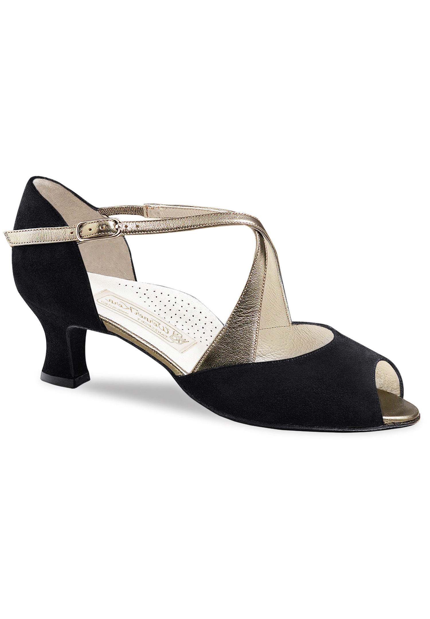 Werner Kern Gaby Social Shoes-Black Suede/Antik Chevro