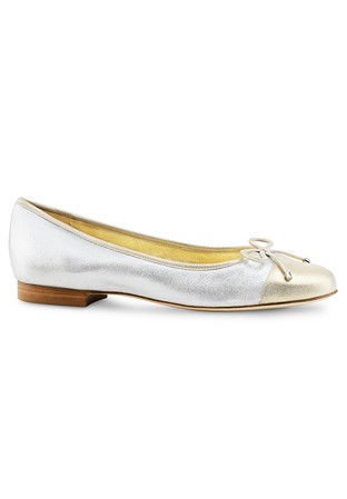 Werner Kern Gea Ballet Flat-Perl Silver/Nude Nappa