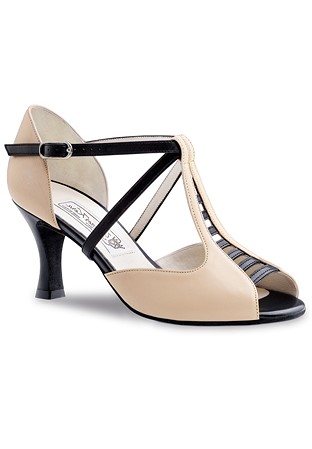 Werner Kern Holly Dance Shoes-Beige/Black Nappa